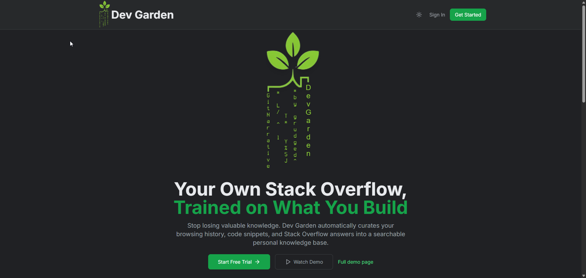Dev Garden - Project Screenshot